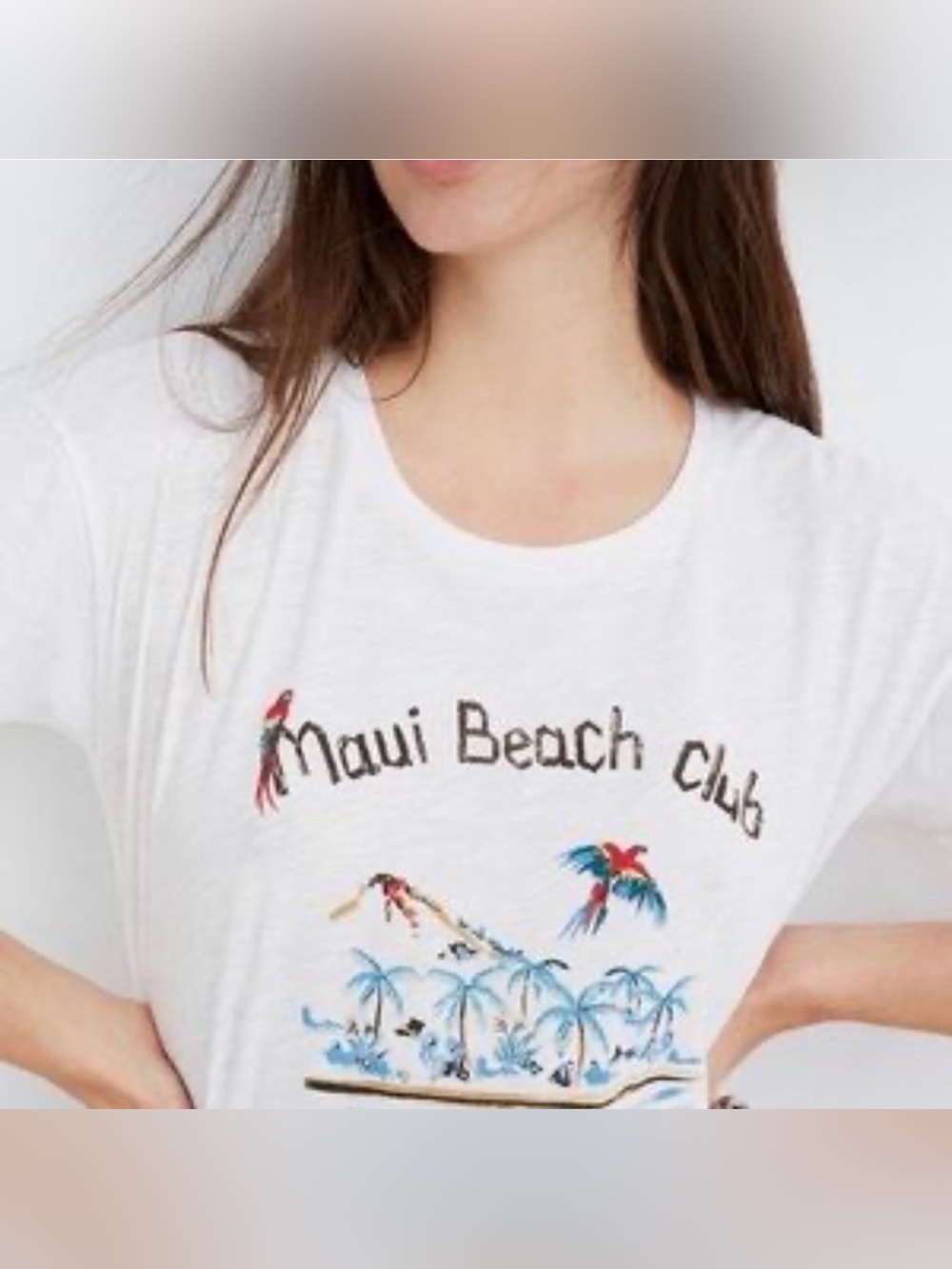 Madewell Maui Beach Club Graphic Tee Size L | White Tropical T-Shirt EUC - Picture 4 of 10